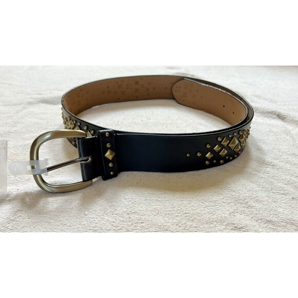 Women's No Boundaries Brown Bronze Studded Belt Faux Leather Size XL Punk Metal - Picture 4 of 4